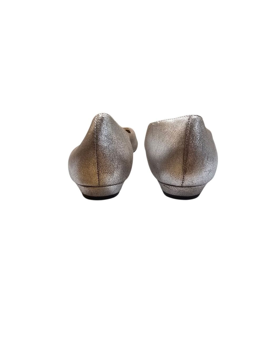 Faconnable Silver Almond Toe Flats 7.5 - Picture 7 of 9